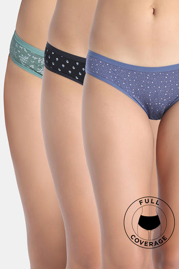 Buy Zivame Low Rise Full Coverage Bikini Panty (Pack of 3) - Multicolor